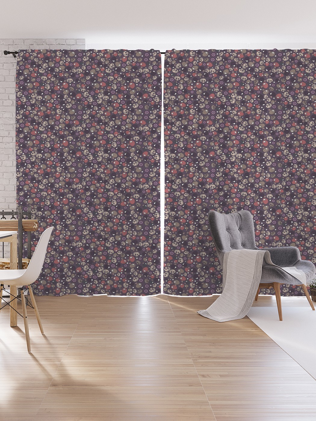 

Шторы под лён JoyArty "Мелкие грибочки", серия Oxford DeLux, 340х265 см, Мелкие грибочки