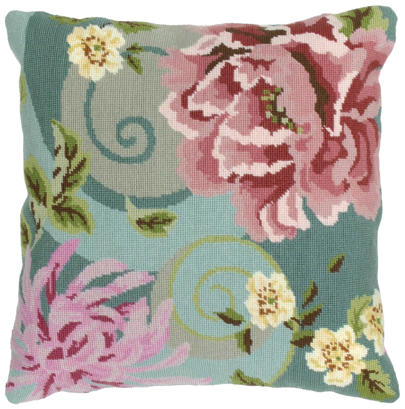 фото Набор для вышивания наволочки anchor alr01 floral swirl in green, 40x40см