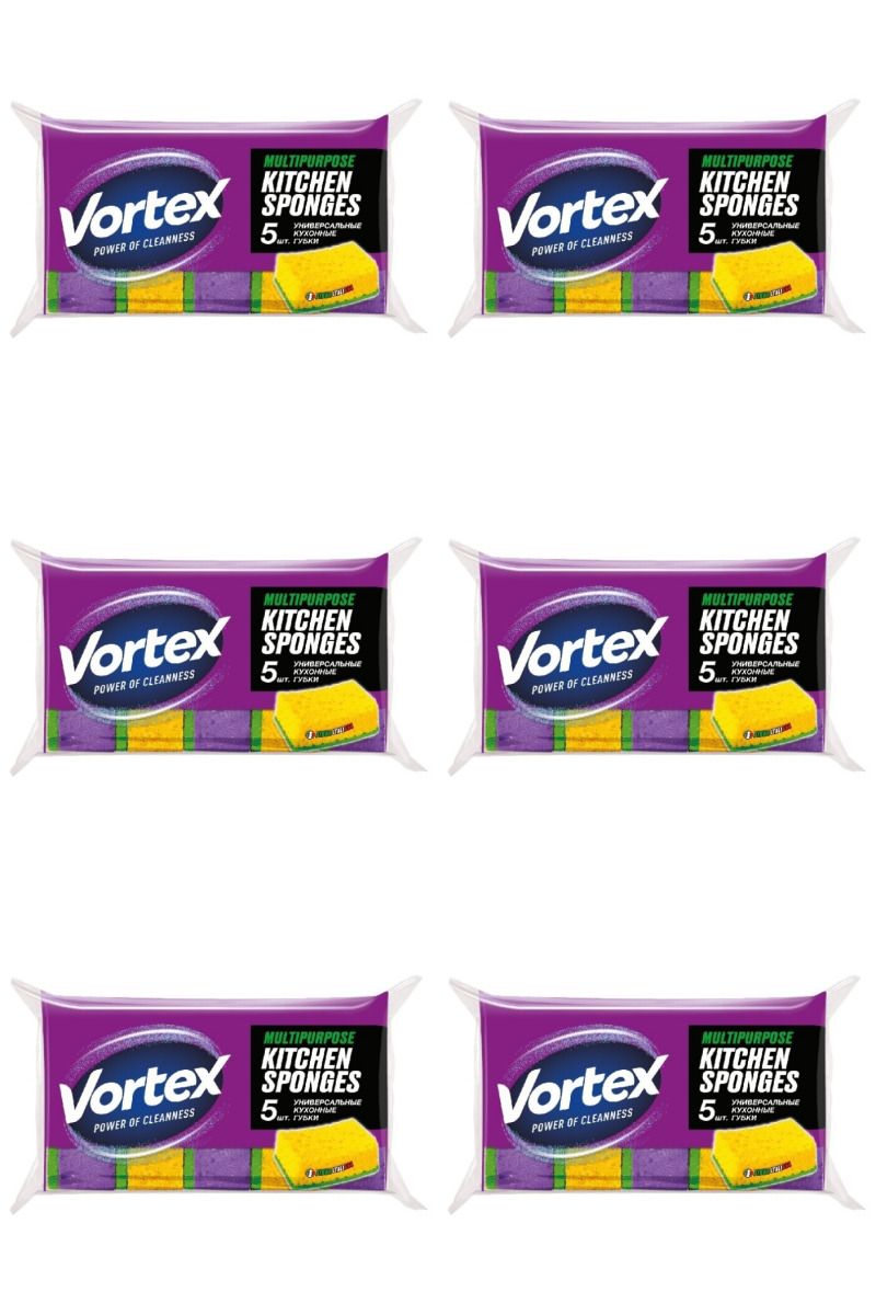 

VORTEX Губки кухонные 5 шт, 6 упаковок