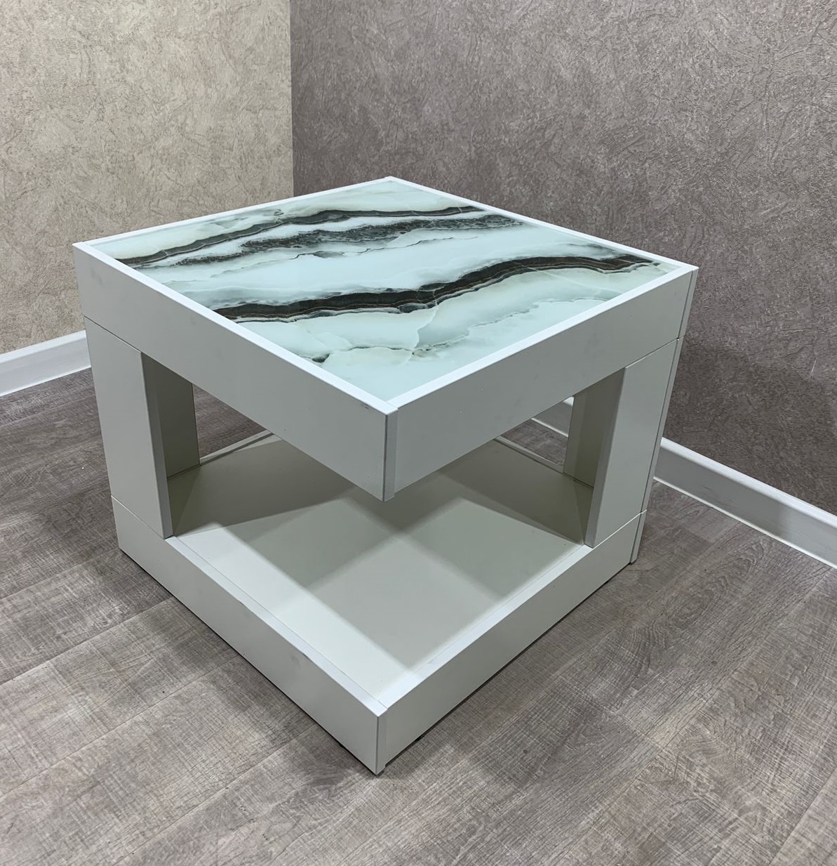 Стол журнальный КупиДляДома Георгин-01 с фотопечатью, белый