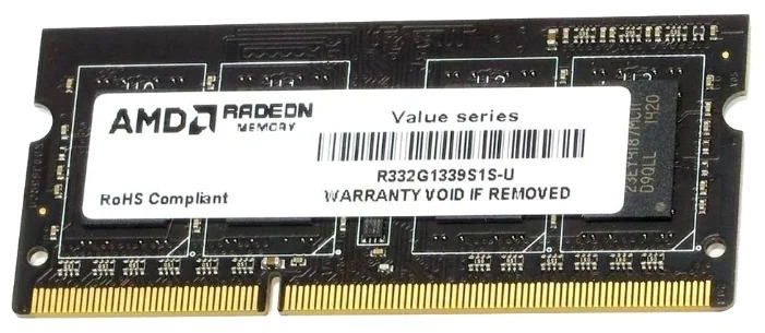 

Оперативная память AMD 2Gb DDR-III 1333MHz SO-DIMM (R332G1339S1S-UO), Radeon R3 Value Series