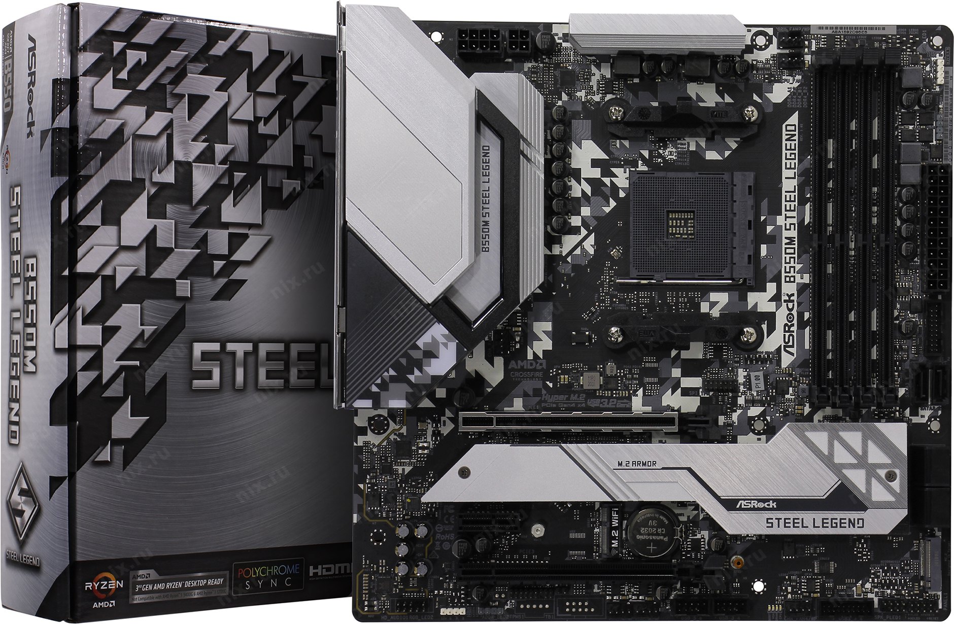 фото Материнская плата asrock b550m steel legend