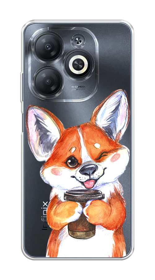 

Чехол на Infinix Smart 8 "Корги с кофе", Оранжевый;белый, 3105150-1