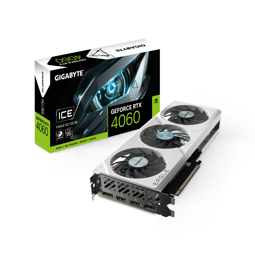 Видеокарта Gigabyte NVIDIA GeForce RTX4060 Eagle OC Ice 8GB [GV-N4060EAGLEOC ICE-8GD] GeForce RTX 4060 EAGLE OC ICE