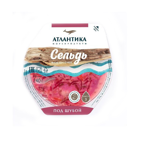 

Сельдь Атлантика Под шубой филе-кусочки 240 г