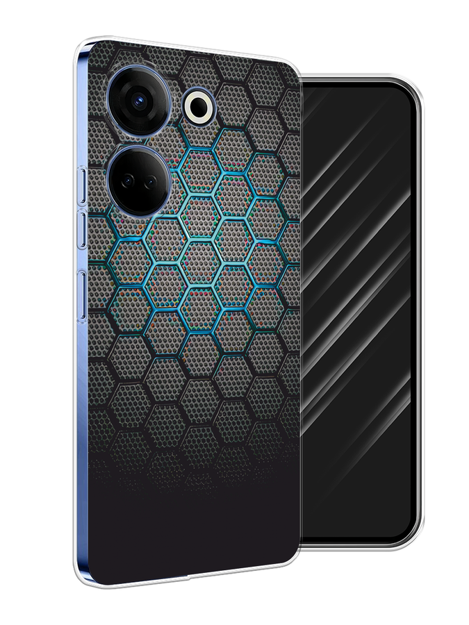 

Чехол Awog на Tecno Camon 20 Pro 4G "Бирюзовые соты", Бирюзовый;синий;черный