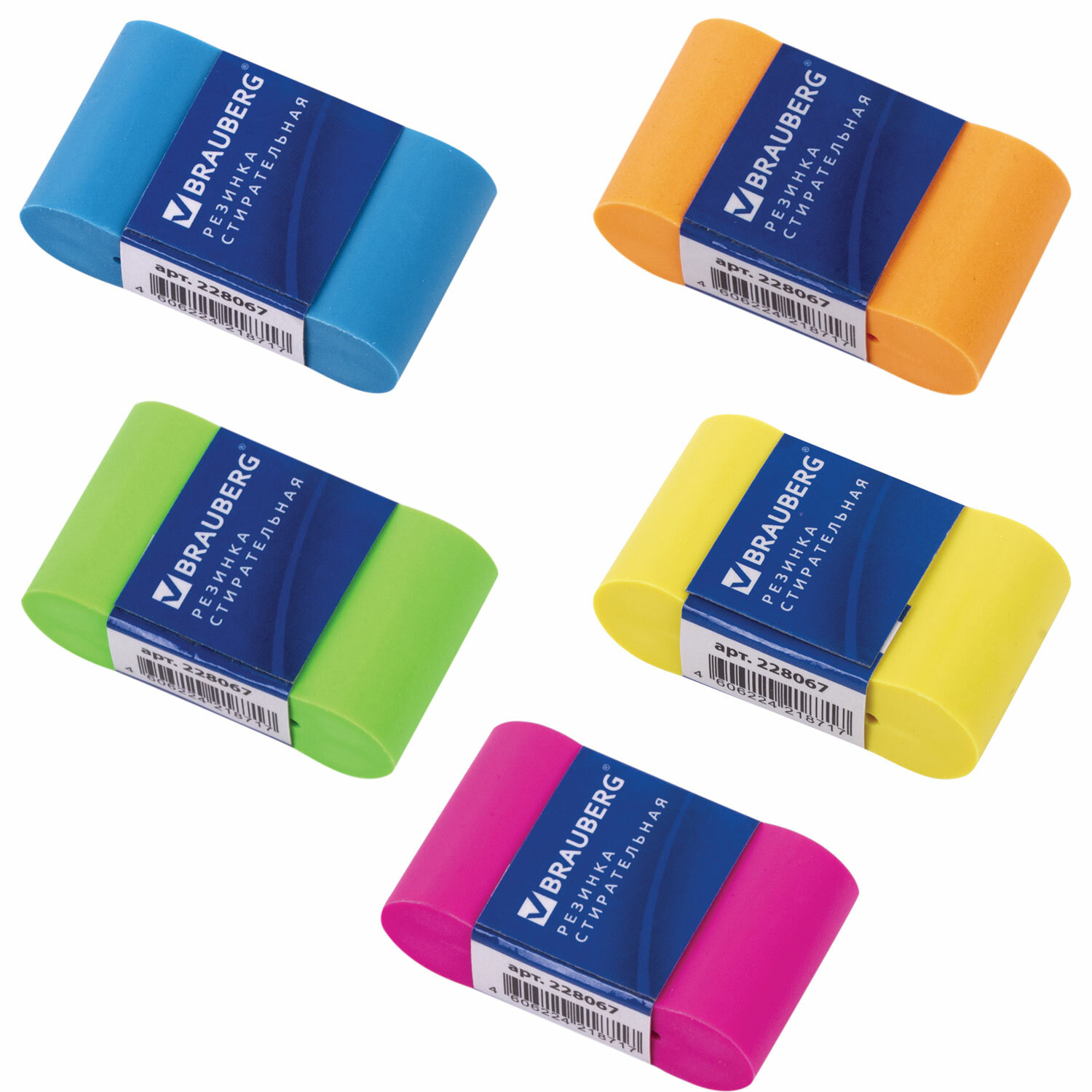 

Ластик Brauberg Rainbow, 42х23х13 мм, цвет ассорти, картонный держатель, 228067, 24 шт