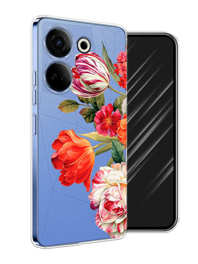 

Чехол Awog на Tecno Camon 20 "Весенний букет", Красный;розовый;зеленый