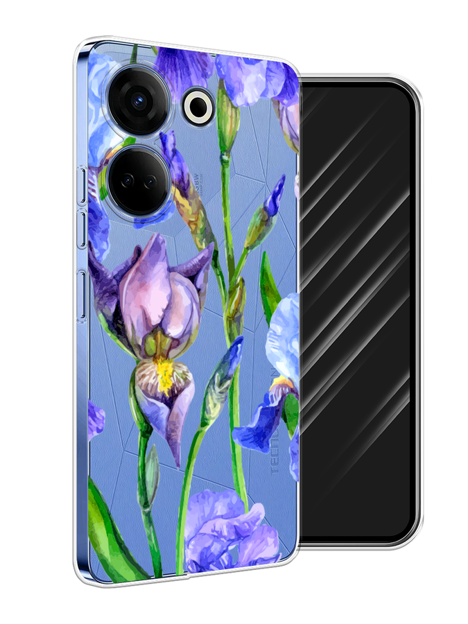 

Чехол Awog на Tecno Camon 20 "Синие ирисы", Фиолетовый;голубой;зеленый