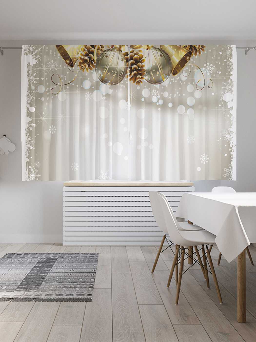 

Шторы JoyArty с фотопечатью "Рождественские колокольчики" из сатена, 290х180 см, Рождественские колокольчики