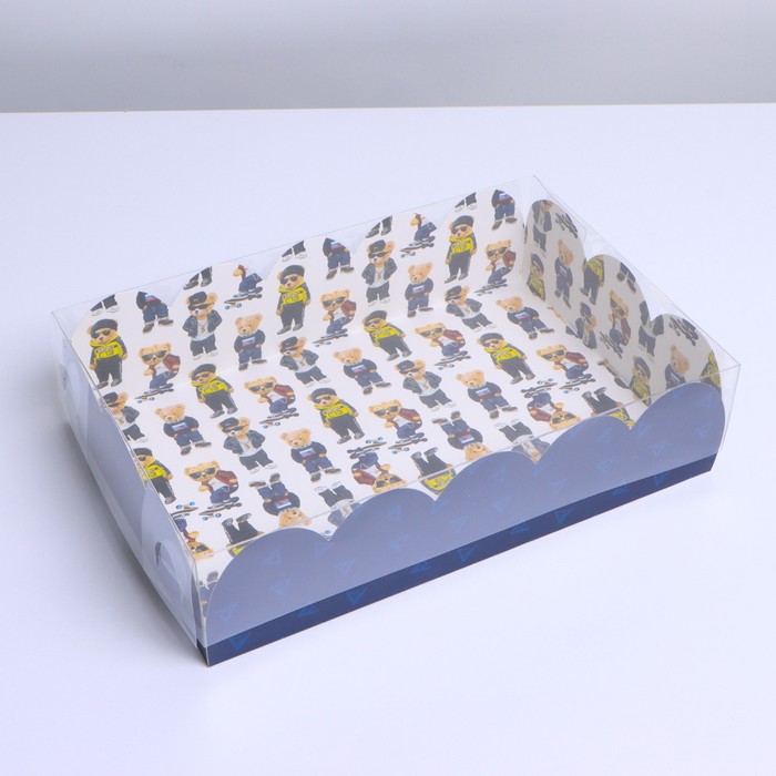 

Коробка для кондитерских изделий с PVC крышкой «Мишки», 20 × 30 × 8 см, Коллекция упаковки "Персонажи"