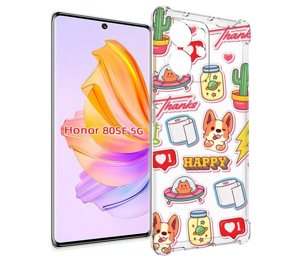 

Чехол MyPads милые-стикеры-корги для Honor 80 SE, Прозрачный, Tocco