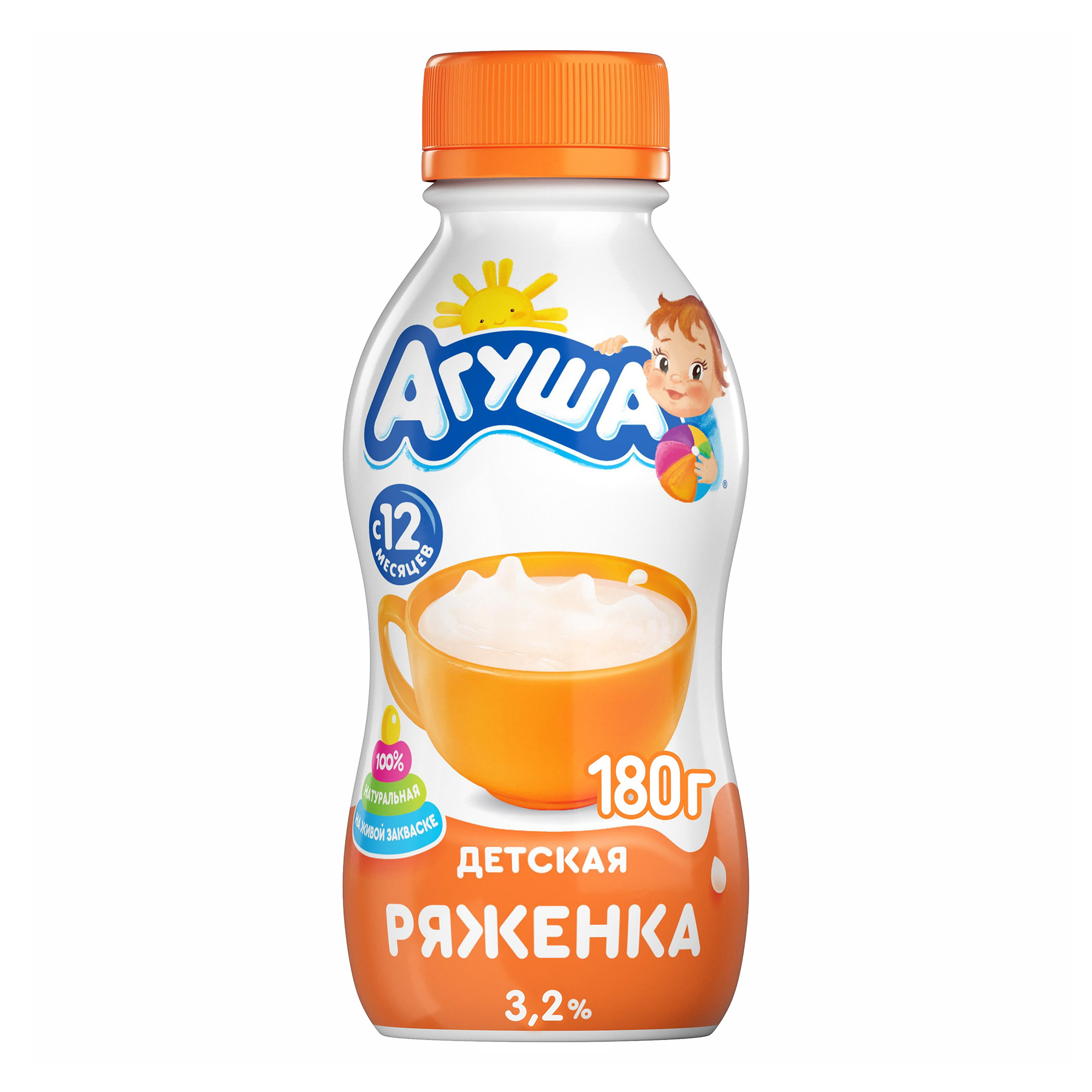 

Ряженка детская Агуша классическая с 12 месяцев 3,2% БЗМЖ 180 мл