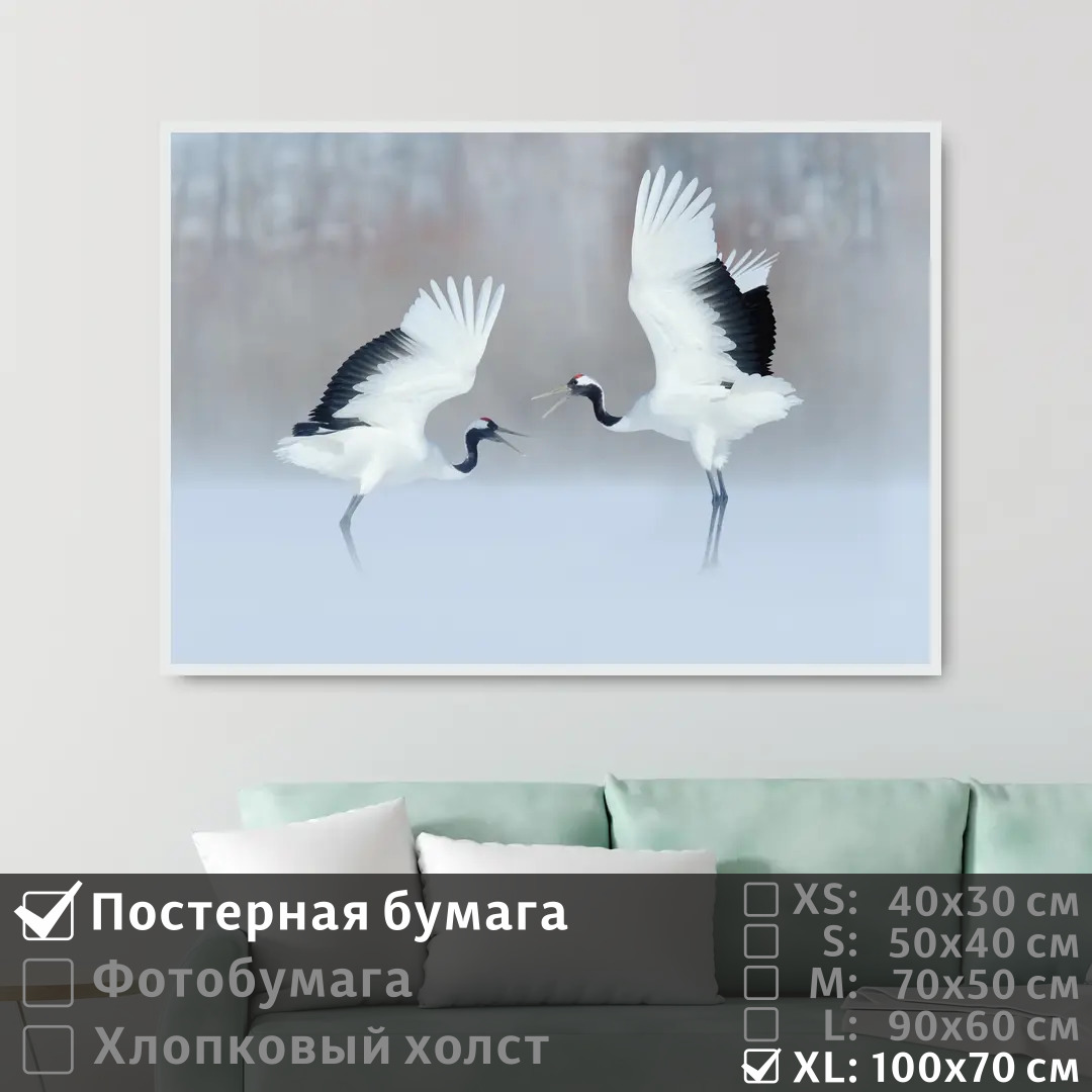 

Постер на стену ПолиЦентр Два аиста в снежном лесу 100х70 см, ДваАистаВСнежномЛесу1