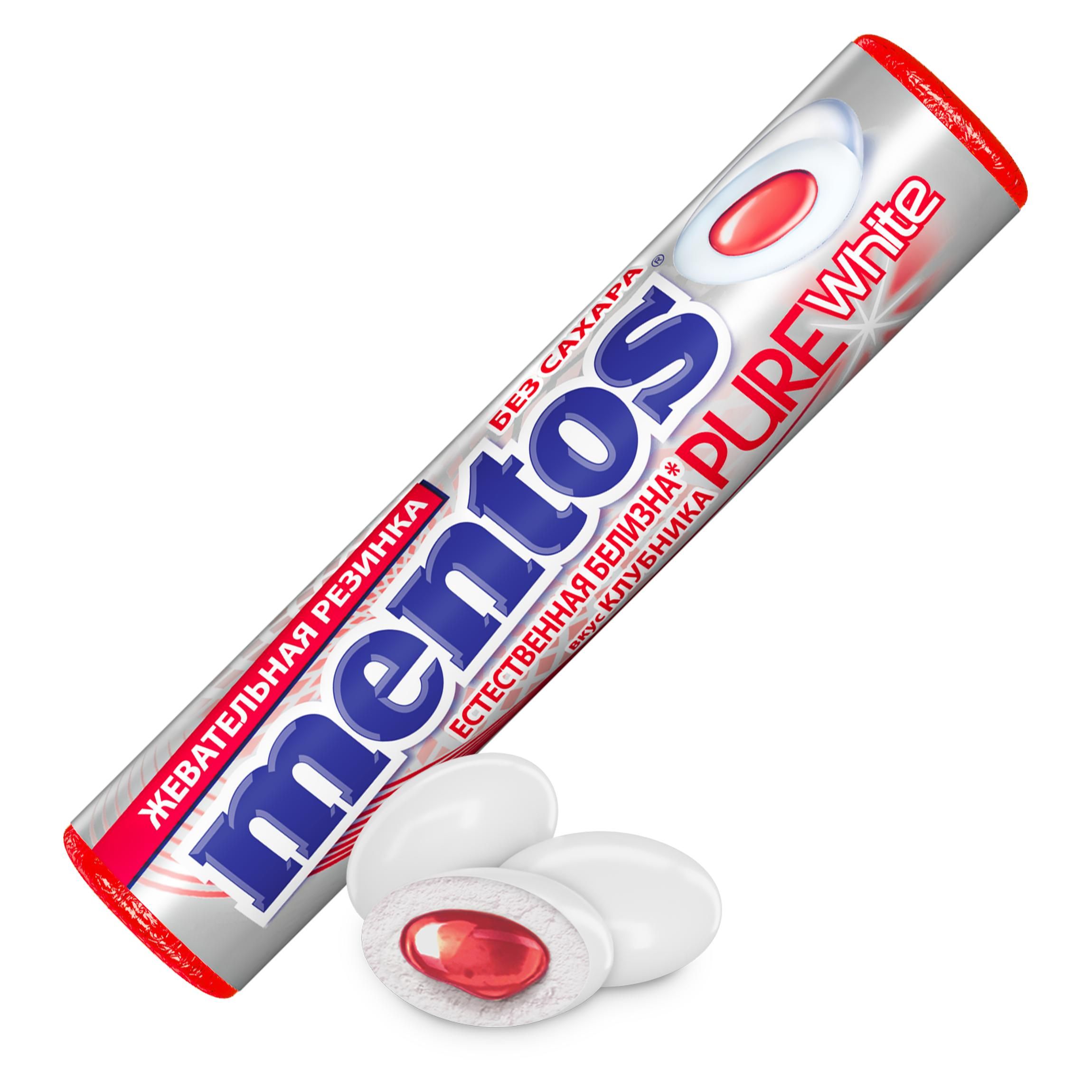 

Жевательная резинка Mentos Pure White Клубника без сахара 16 г