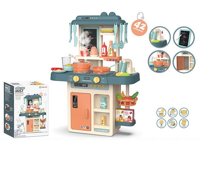 

Кухня игровая детская MSN Toys Home Kitchen с водой, пар, свет, звук 889-167, Бежевый;голубой;зеленый;оранжевый