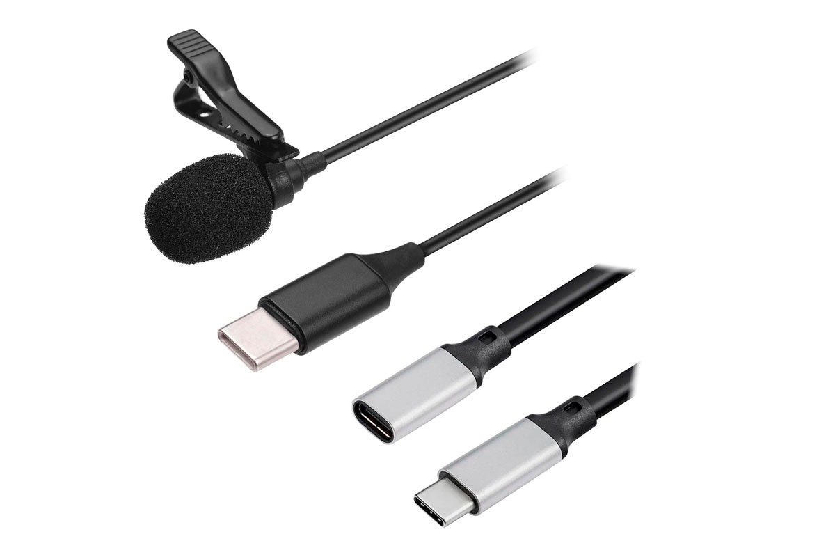 фото Петличный микрофон с разъемом usb type-c с удлинителем type-c, длина кабеля 3.5 м mobicent