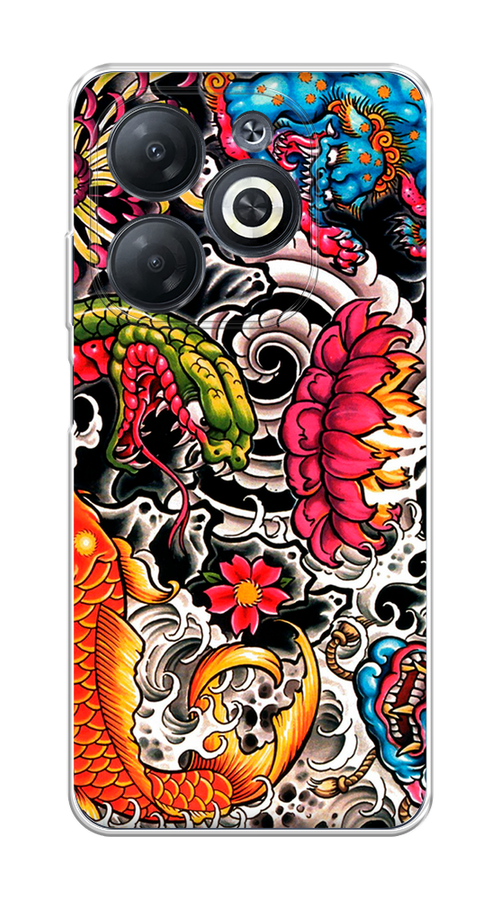 

Чехол на Infinix Smart 8 "Японское искусство", Красный;оранжевый;голубой, 3105150-1