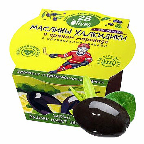 

Маслины 28 Olives без косточек в пряном маринаде 150 г