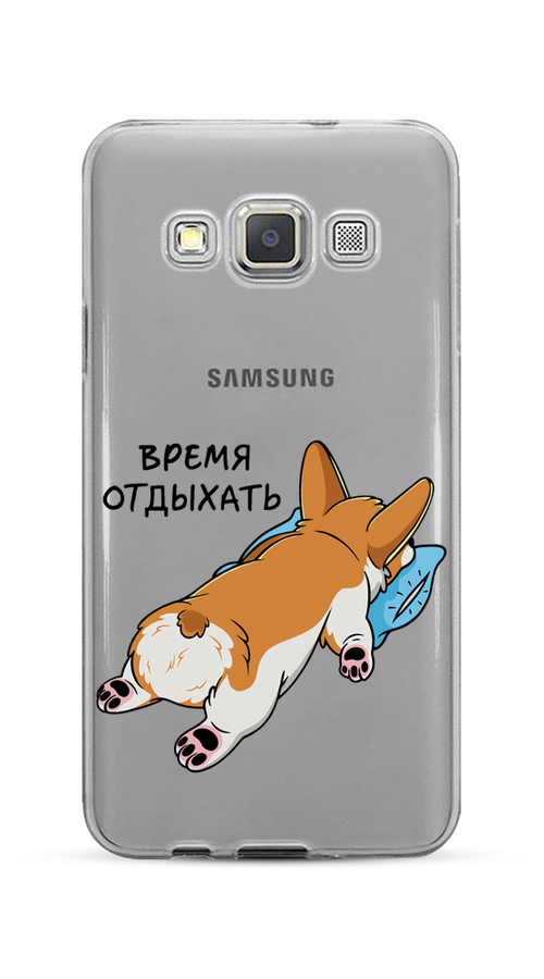 

Чехол на Samsung Galaxy A3 "Корги отдыхает", Черный;коричневый;голубой, 20150-1