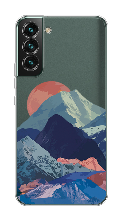 

Чехол на Samsung Galaxy S22 "Закат в снежных горах", Красный;серый;голубой, 2103850-2