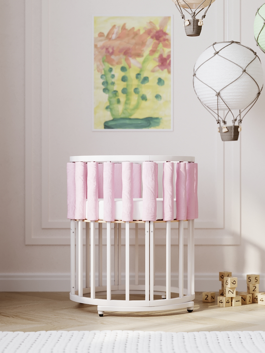 

Комплект мини фенс-бамперов Cloud factory Plain Rose 12 штук розового цвета, Розовый, mini