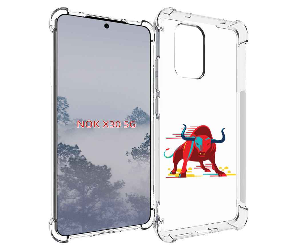 

Чехол MyPads Красный-бык для Nokia X30 5G, Tocco