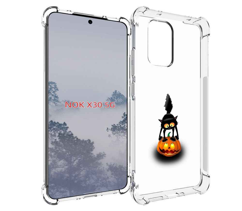 

Чехол MyPads Котик с тыквой для Nokia X30 5G, Tocco