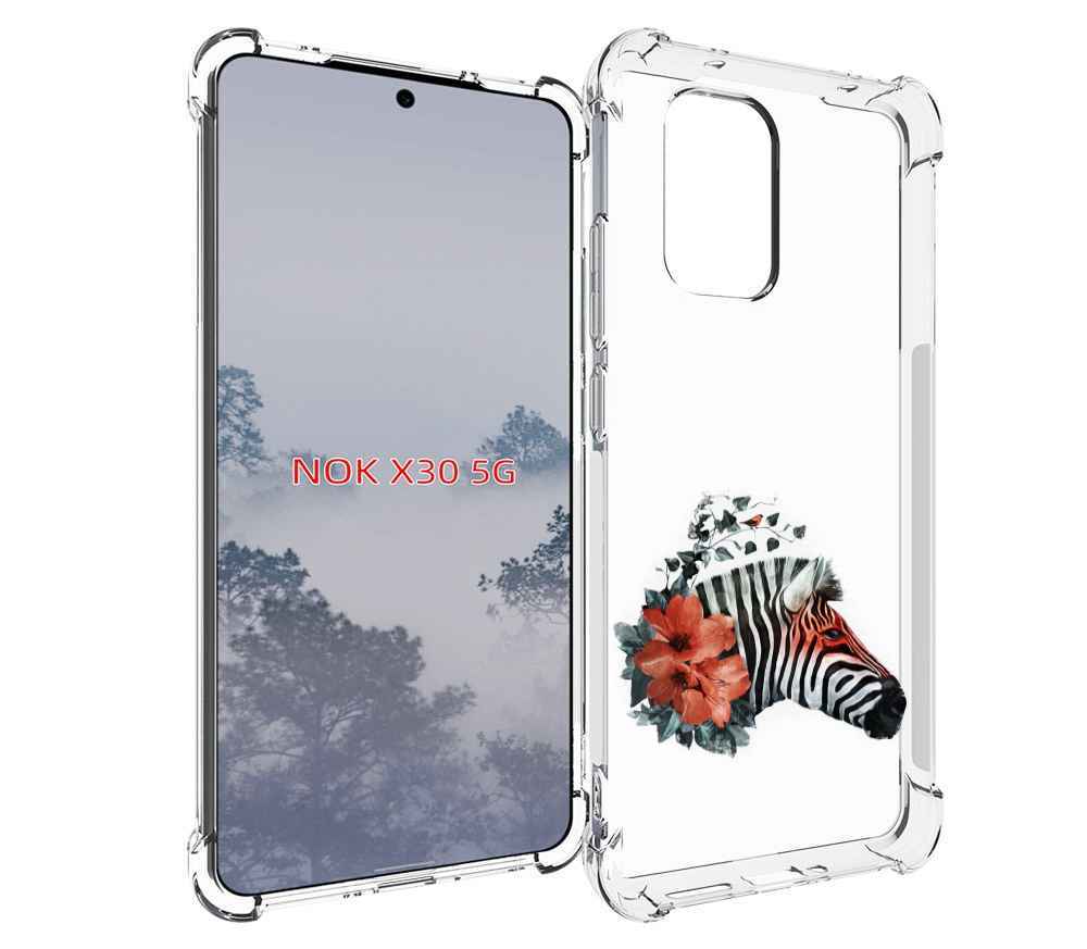 

Чехол MyPads Зебра с цветами для Nokia X30 5G, Tocco