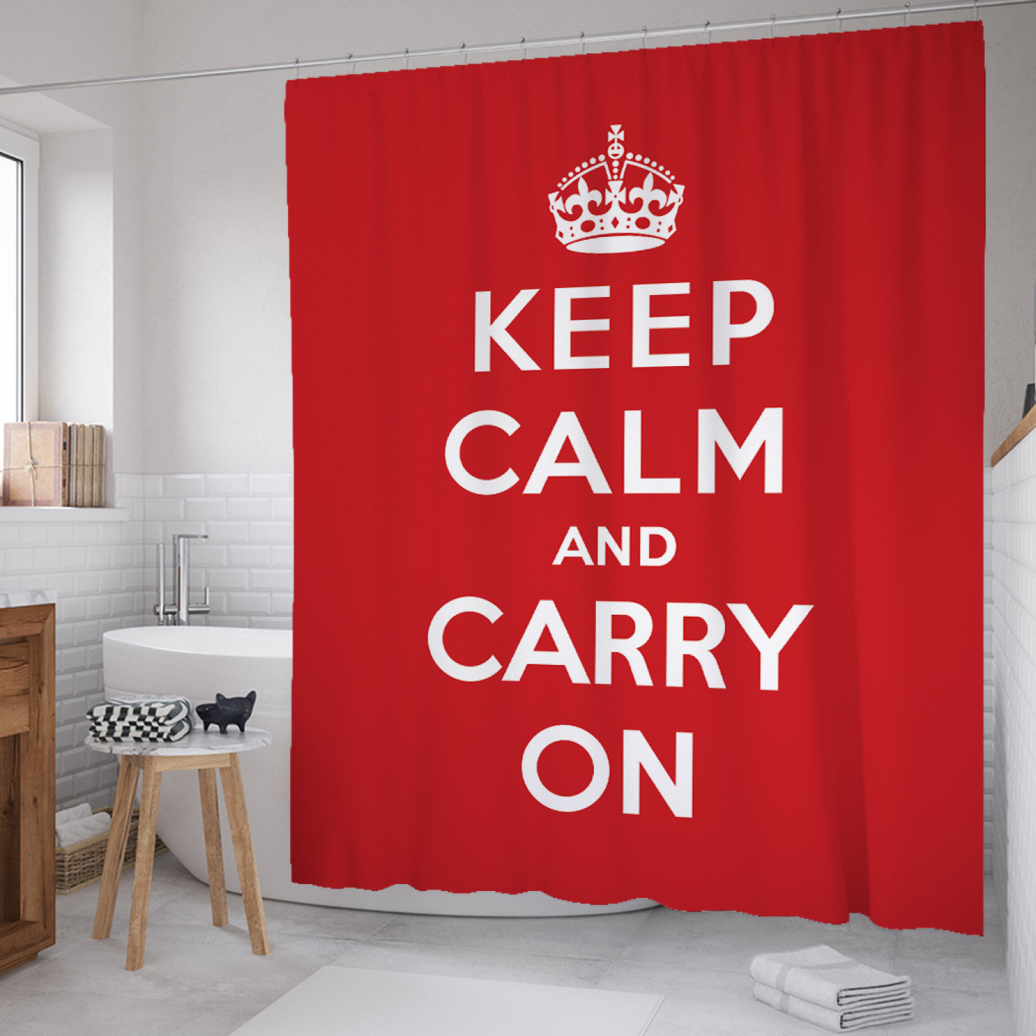 

Штора для ванной JoyArty "Сохраняйте спокойствие и продолжайте действовать" 180х200 см, Красный, Сохраняйте спокойствие и продолжайте действовать