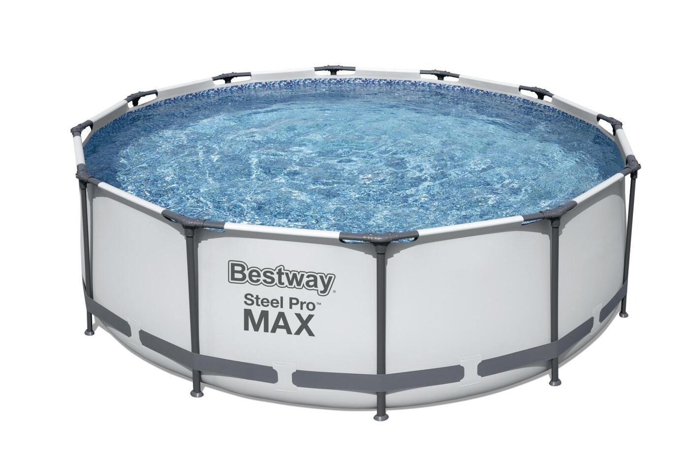 

Бассейн каркасный Bestway Steel Pro Max 366х100см лестница 56418, серый 9150 л, Steel Pro Max