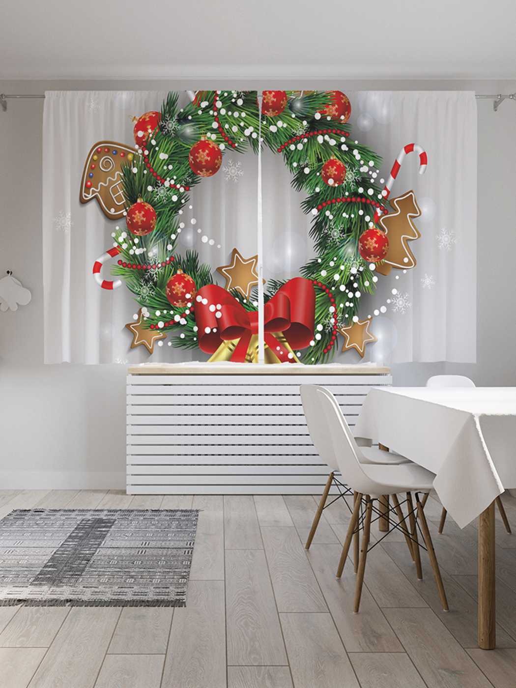 

Шторы JoyArty с фотопечатью "Колокольчики на венке" из сатена, 290х180 см, Колокольчики на венке