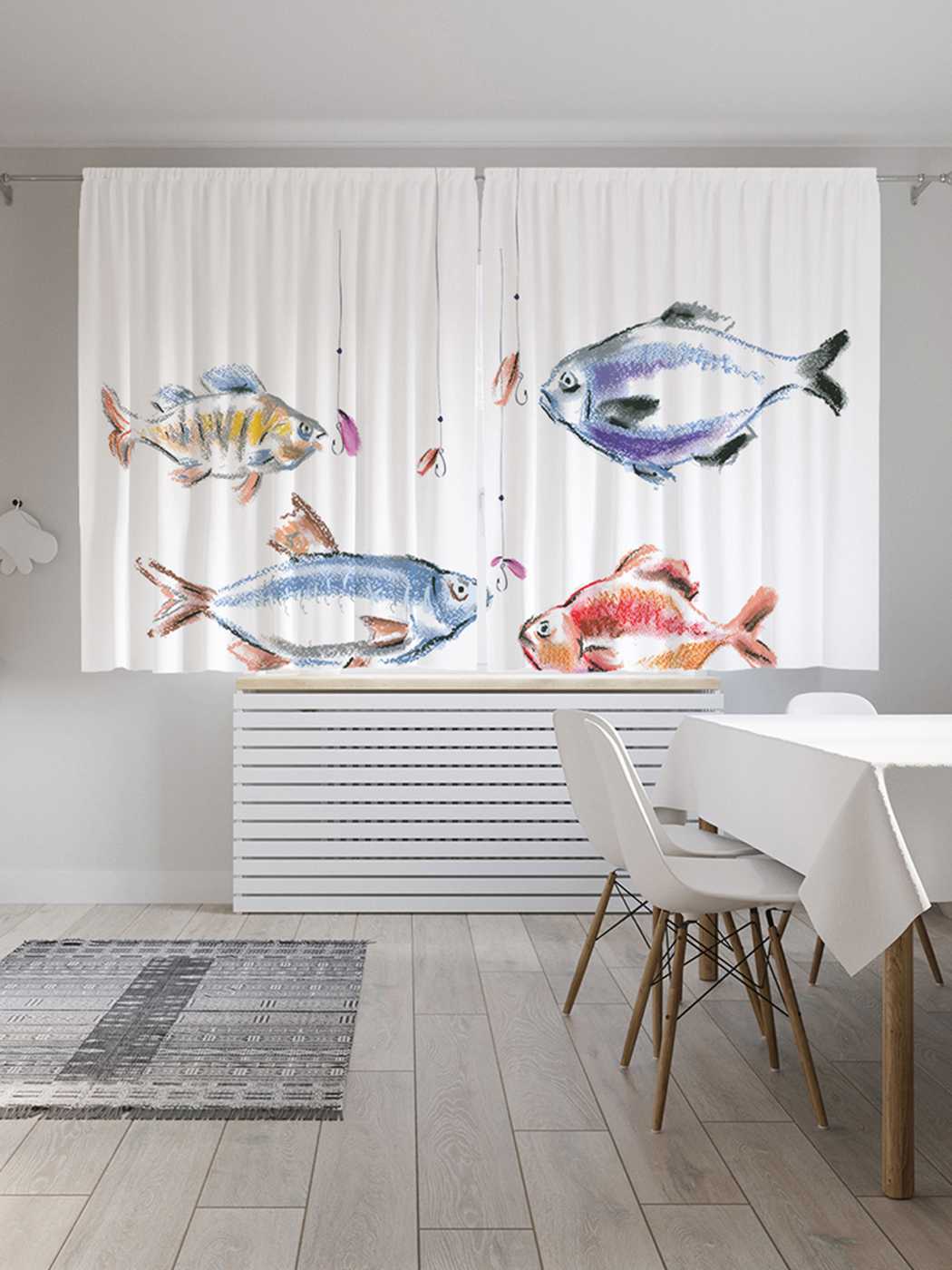 

Шторы JoyArty с фотопечатью "Хитрые рыбы" из сатена, 290х180 см, Хитрые рыбы