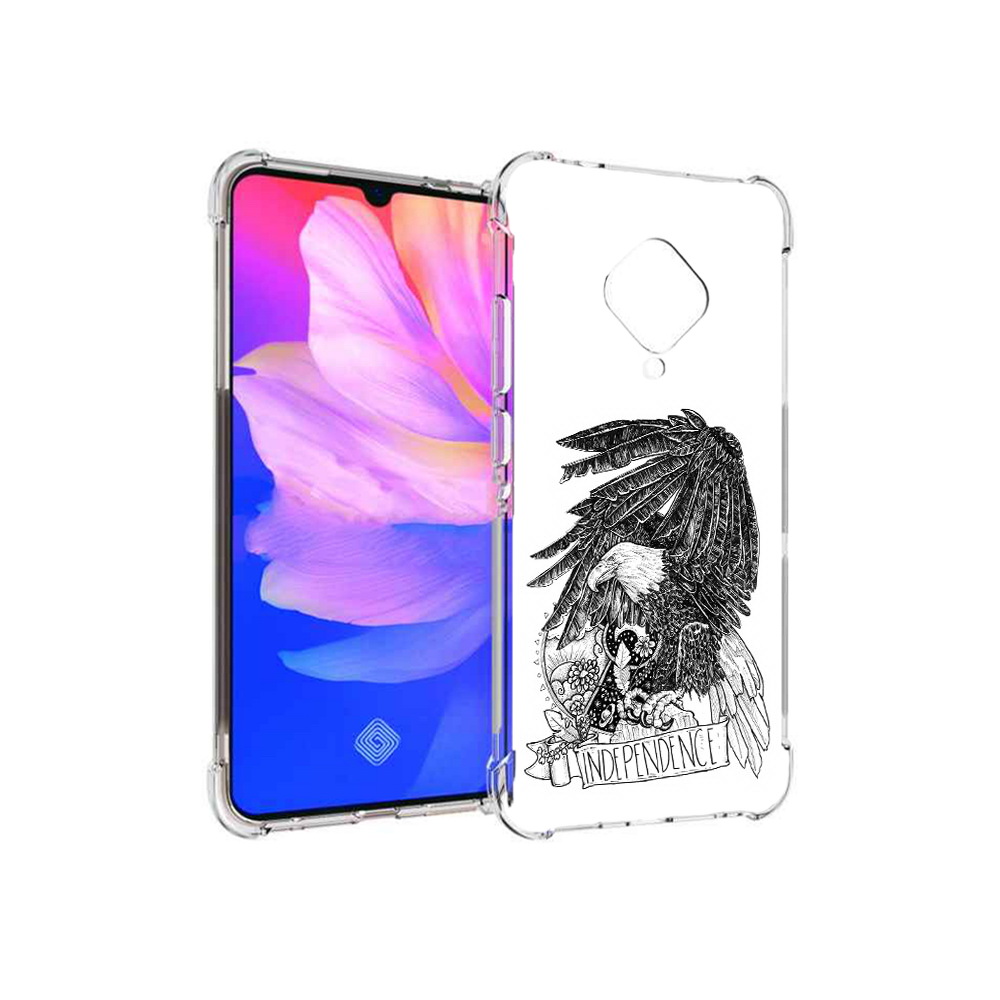

Чехол MyPads Tocco для Vivo V17 черно белый сокол (PT147343.378.688), Прозрачный, Tocco
