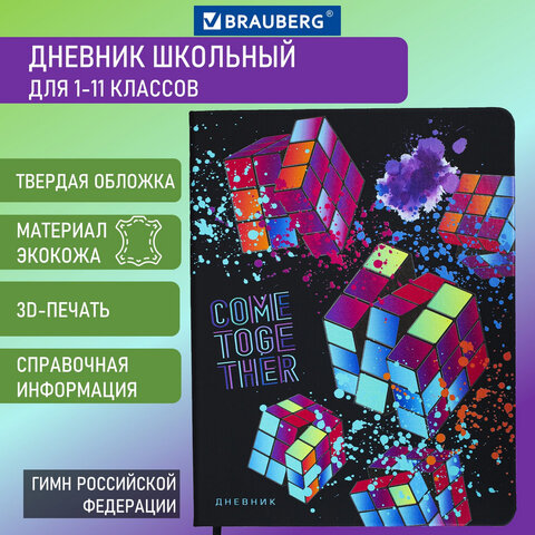 

Дневник 1-11 класс 48 л., Brauberg, Головоломка, 106181, 2 шт, Черный