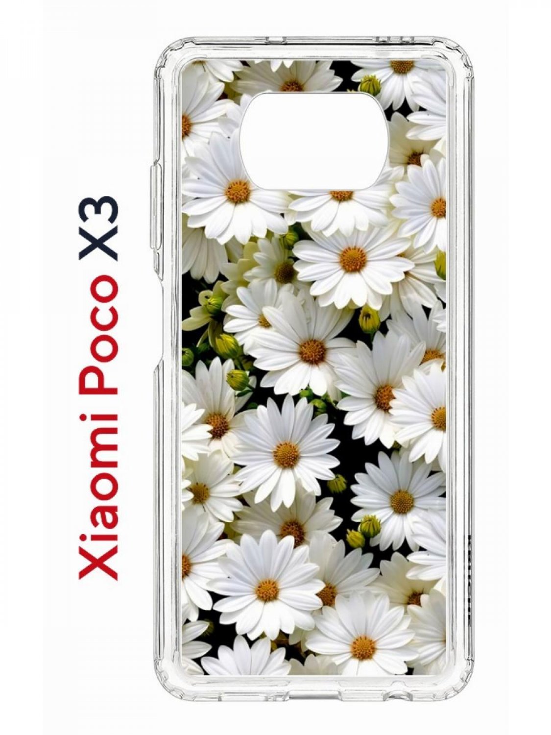 фото Чехол на xiaomi poco x3/x3 pro kruche print ромашки,противоударный бампер с принтом кruче