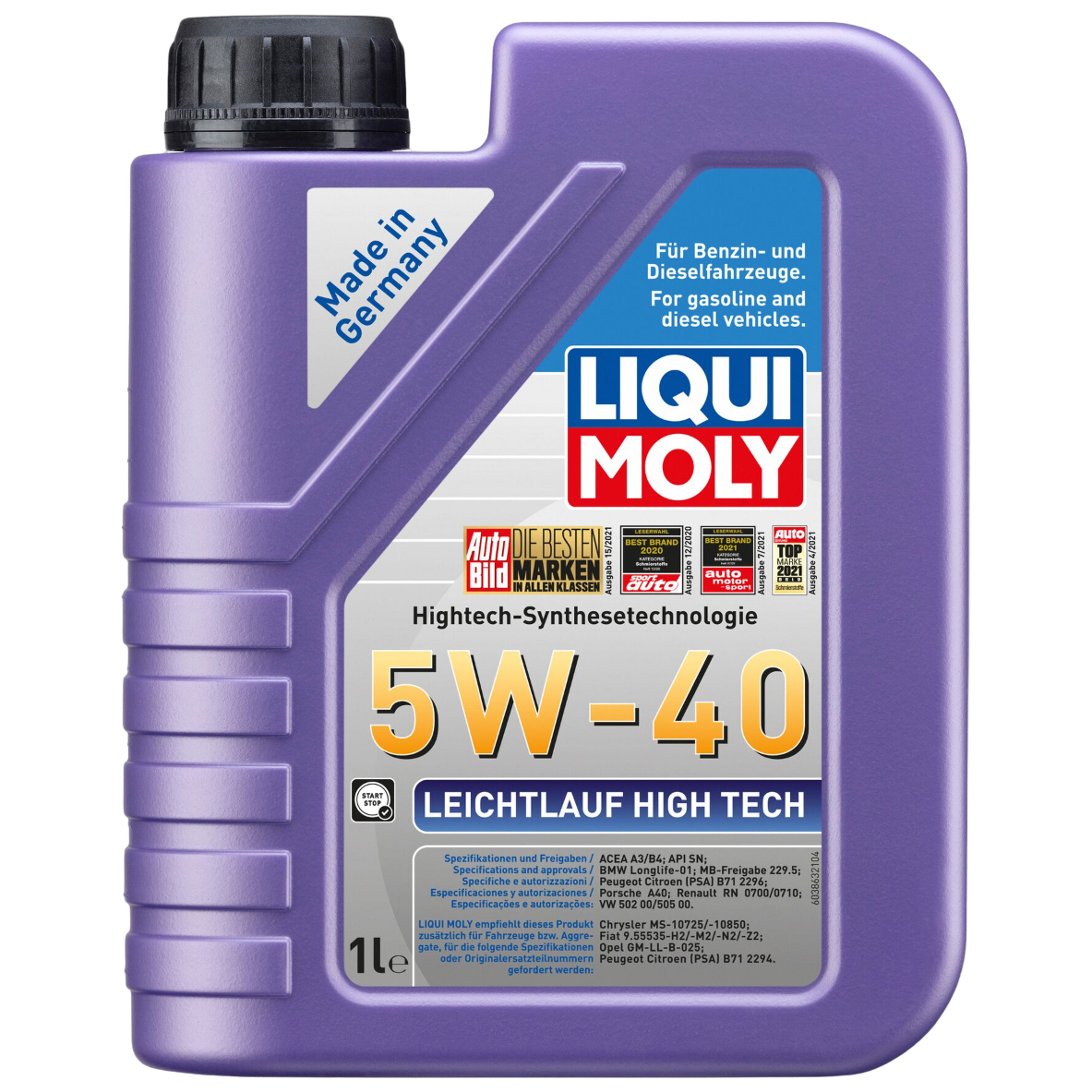 фото 2327 liquimoly нс-синтетическое моторное масло leichtlauf high tech 5w-40 1л liqui moly