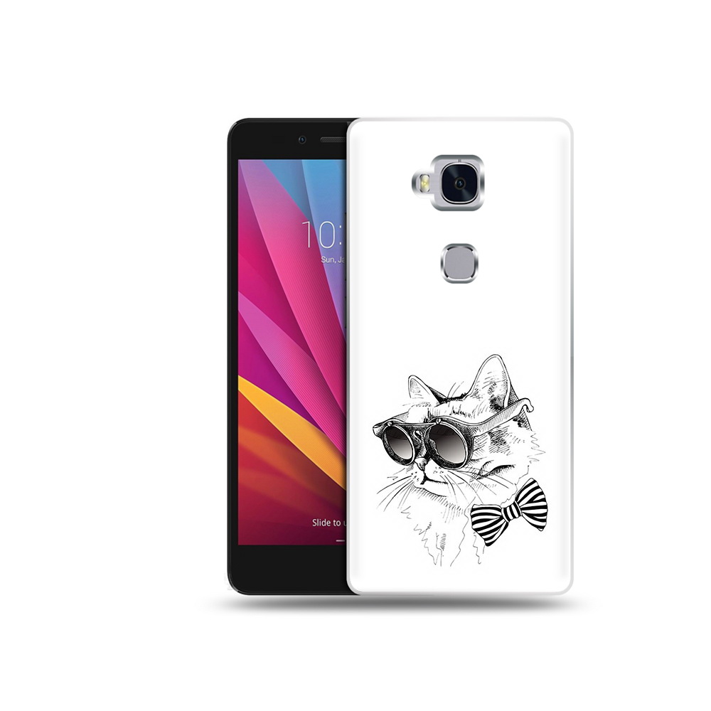 Чехол MyPads Tocco для Honor 5X крутая кошка в очках (PT24996.45.421)