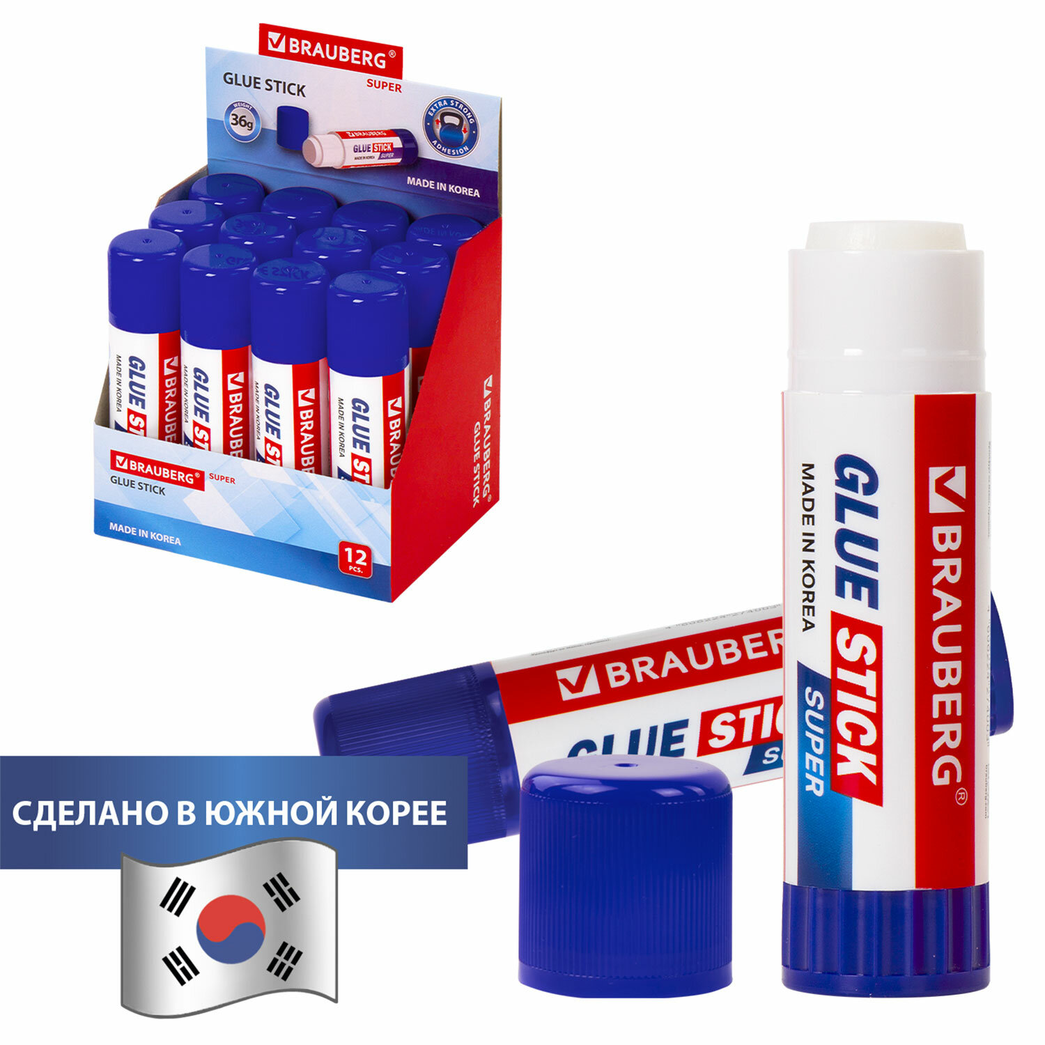

Клей-карандаш Brauberg SUPER, 36 г, ЮЖНАЯ КОРЕЯ, 229543, 12 шт