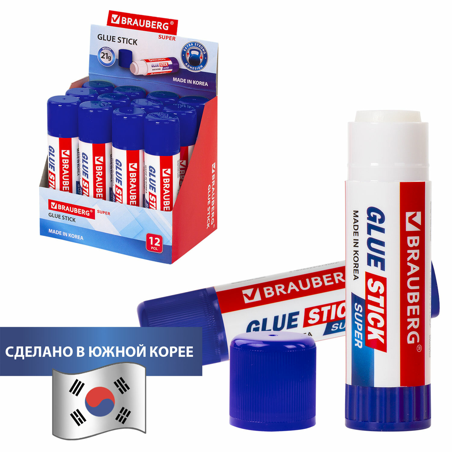 

Клей-карандаш Brauberg SUPER, 21 г, ЮЖНАЯ КОРЕЯ, 229542, 12 шт