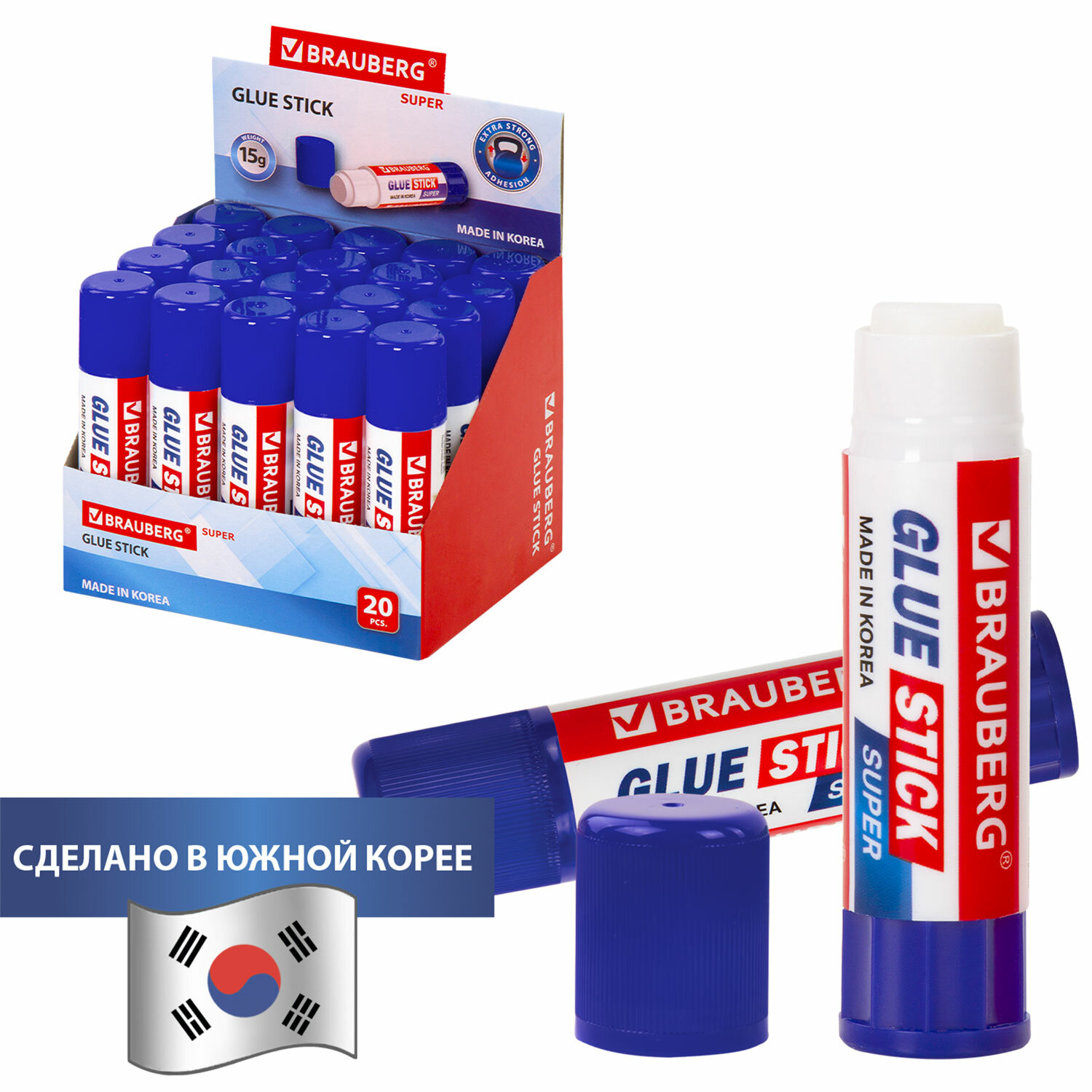 

Клей-карандаш Brauberg SUPER, 15 г, ЮЖНАЯ КОРЕЯ, 229541, 20 шт