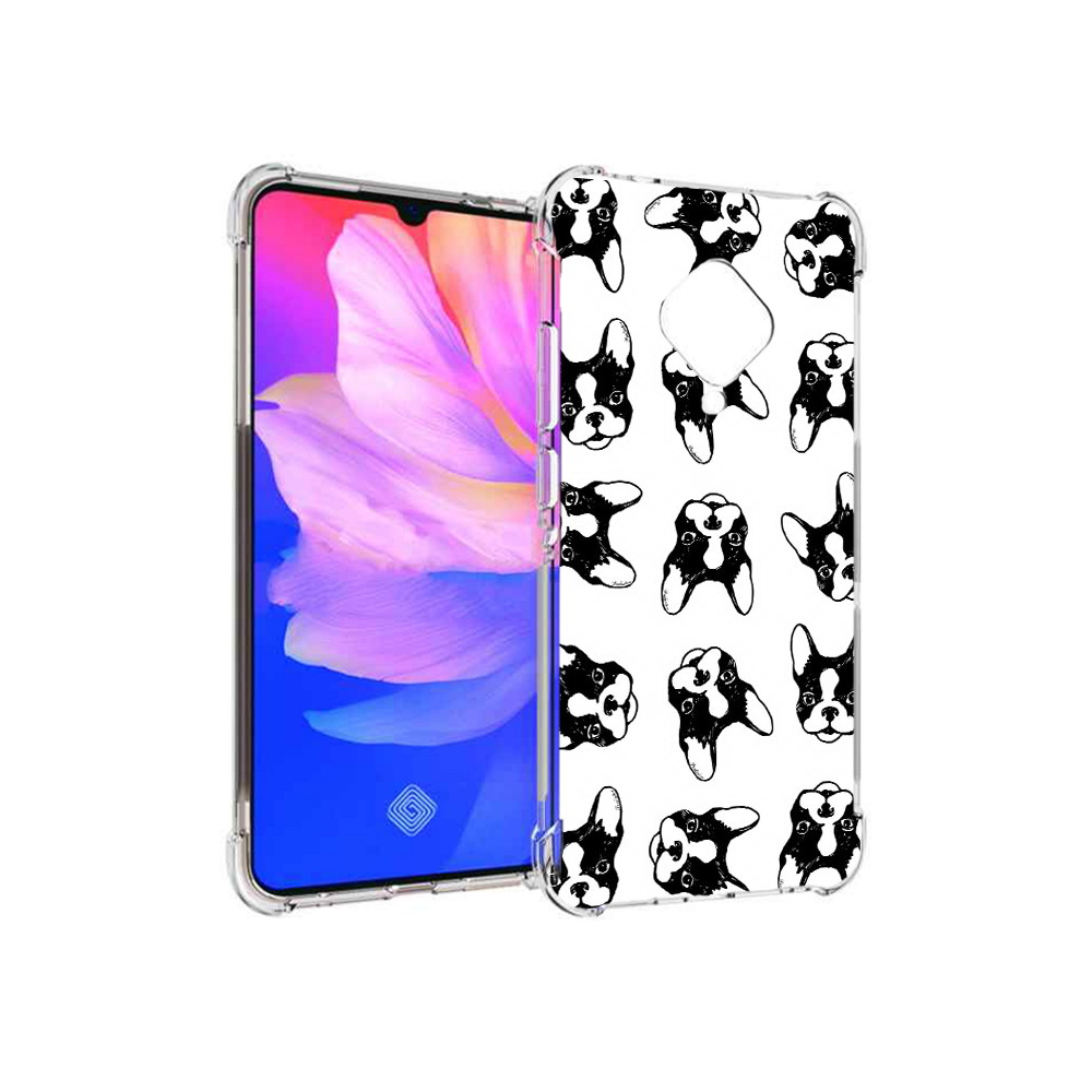 

Чехол MyPads Tocco для Vivo V17 черно белые собачки (PT147343.378.683), Прозрачный, Tocco