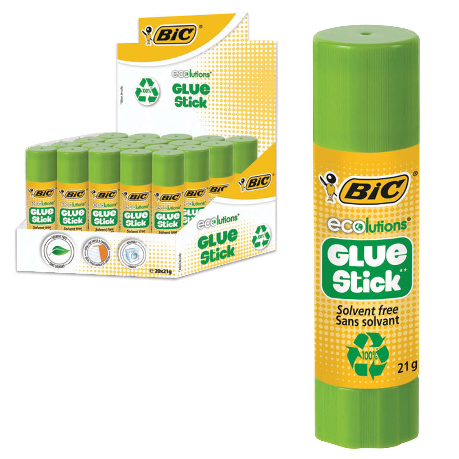 Клей-карандаш BIC ECOlutions, 21 г, с ароматом яблока, 8923452. 5 шт