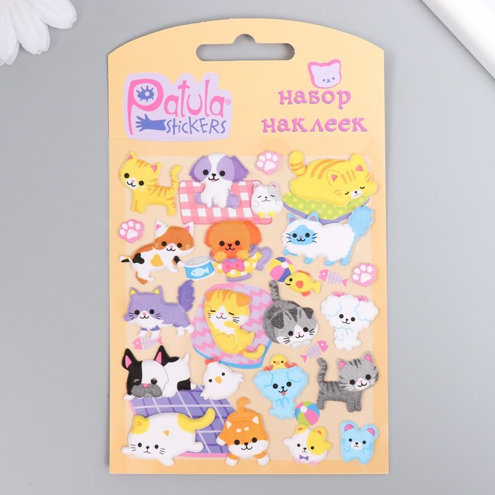 Мягкие наклейки Котята и собачки, 9,5х15 см, MP039