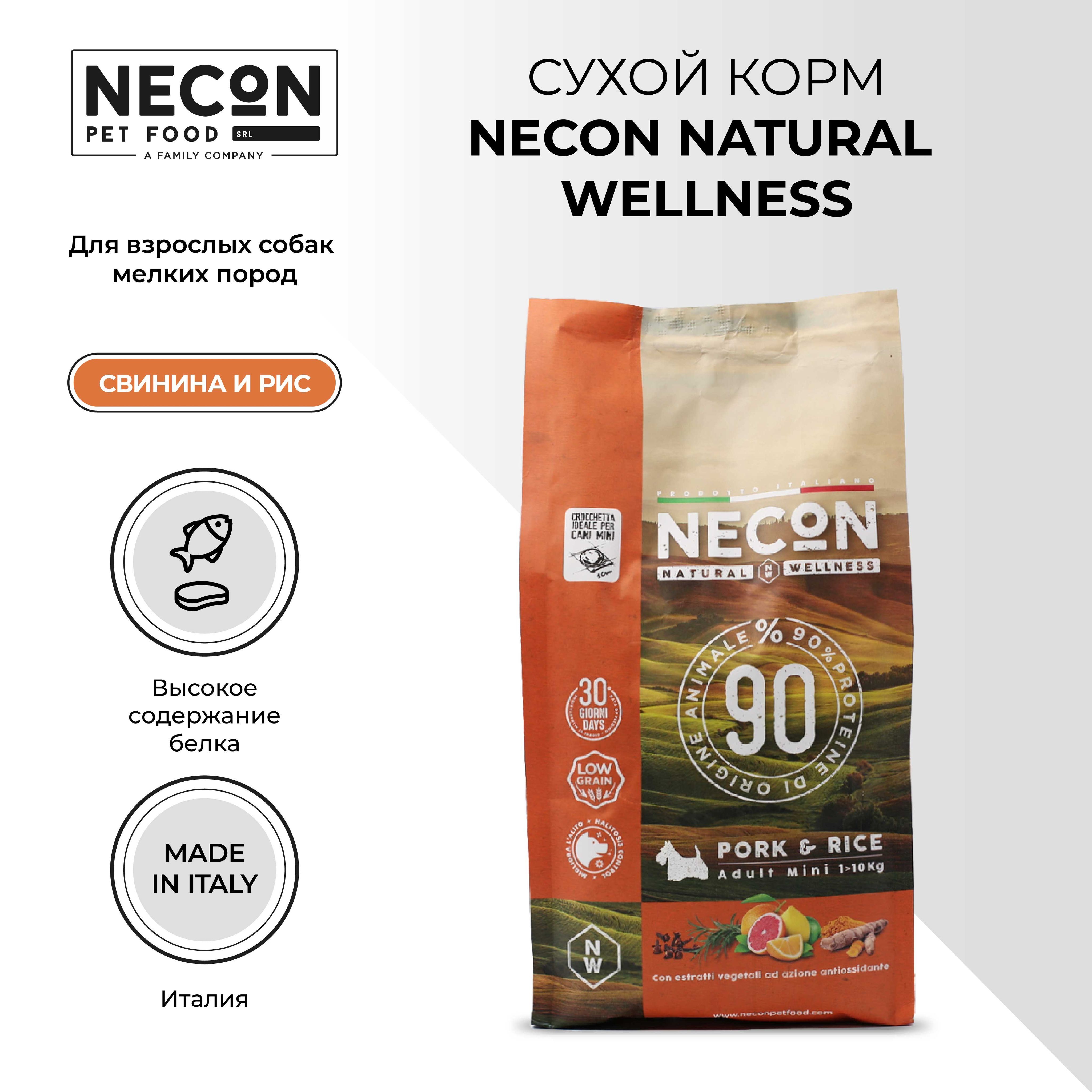 фото Сухой корм для собак necon natural wellness adult mini, свинина и рис, 2 кг
