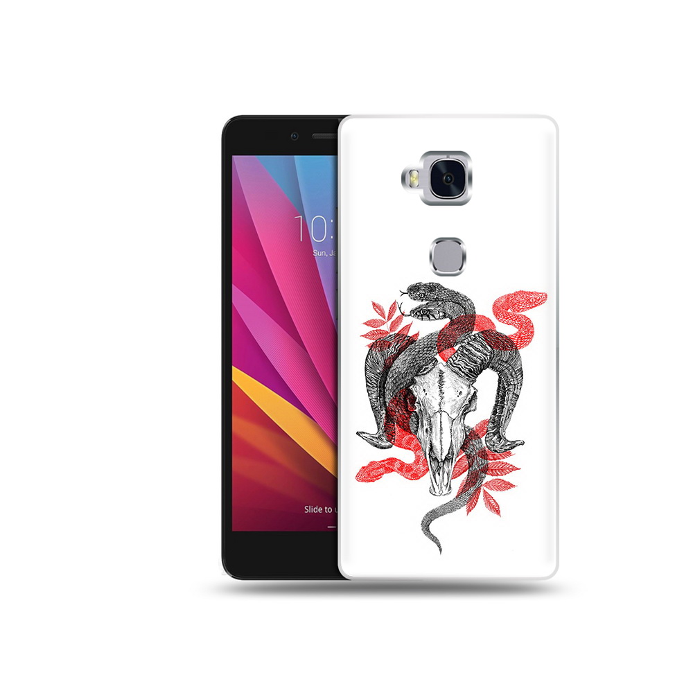 

Чехол MyPads Tocco для Honor 5X змея в черепе рисунок (PT24996.45.365), Прозрачный, Tocco