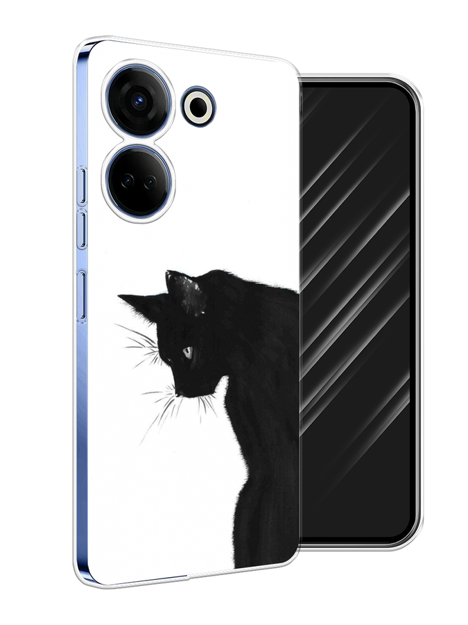 

Чехол Awog на Tecno Camon 20 "Black cat", Черный;белый