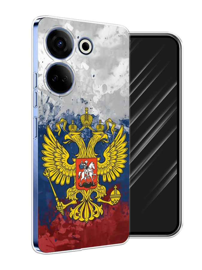 

Чехол Awog на Tecno Camon 20 "РФ", Белый;синий;красный