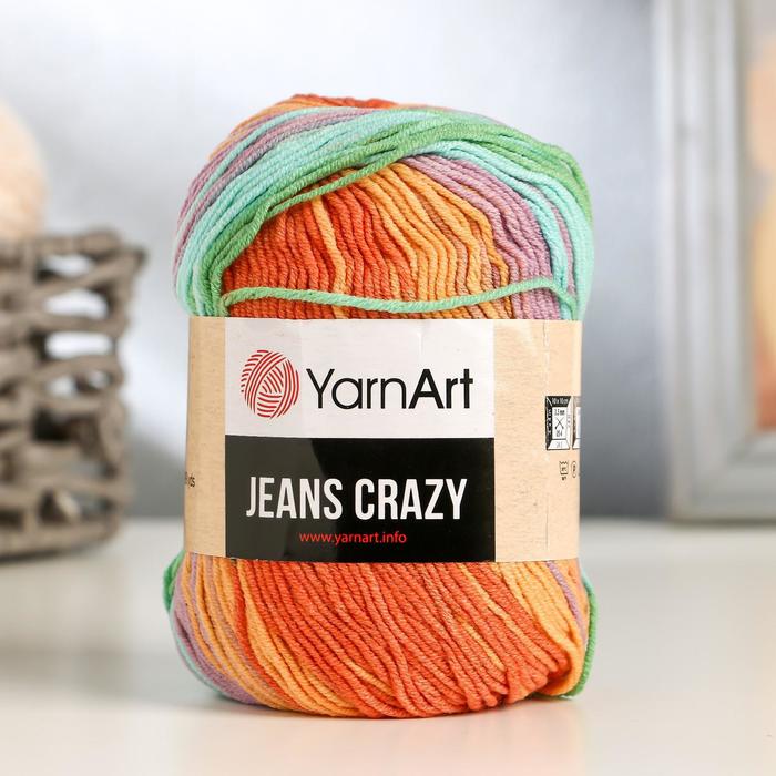 

Пряжа "Jeans crazy" 55% хлопок, 45% акрил 160м/50гр (8202 принт), Разноцветный