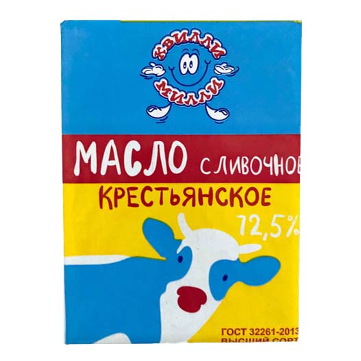 

Сливочное масло Квилли Милли Крестьянское 72,5% БЗМЖ 180 г